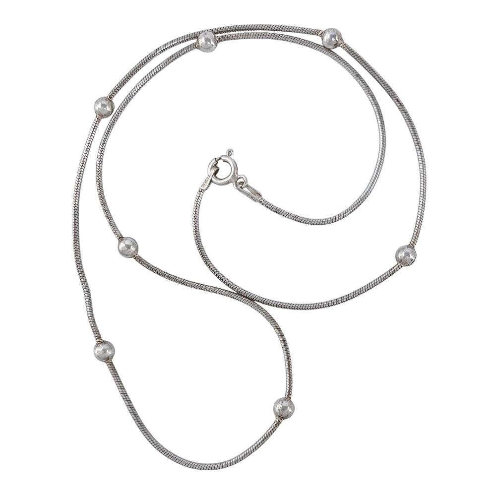 Estate Italy Sterling Silver 925 4.0mm Station Box Chain Necklace 18"